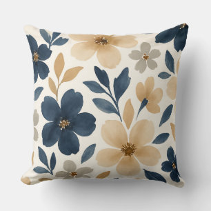 Muted creamy floral pattern throw pillow