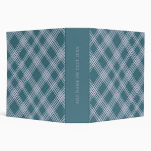 Muted Cyan Plaid Pattern Custom 3 Ring Binder