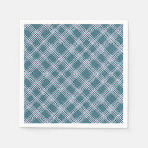 Muted Cyan Plaid Pattern Napkins