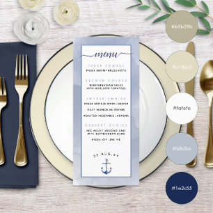 🌊Muted Dusty Blue Even \ Watercolor Beach Wedding Menu