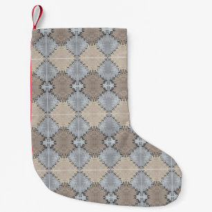 Muted Earth Toned Faux Leather Pattern Small Christmas Stocking