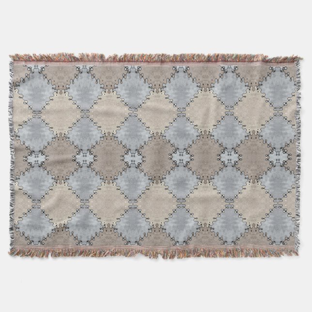 Muted Earth Toned Pattern Throw Blanket (Front)