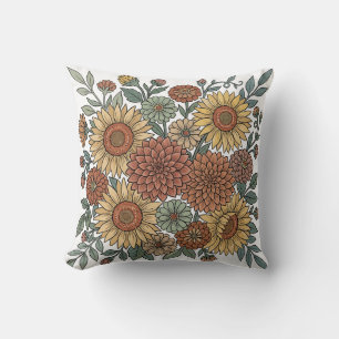 Muted Earth Tones Floral Pillow