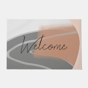 Muted earth tones sun minimalist art doormat