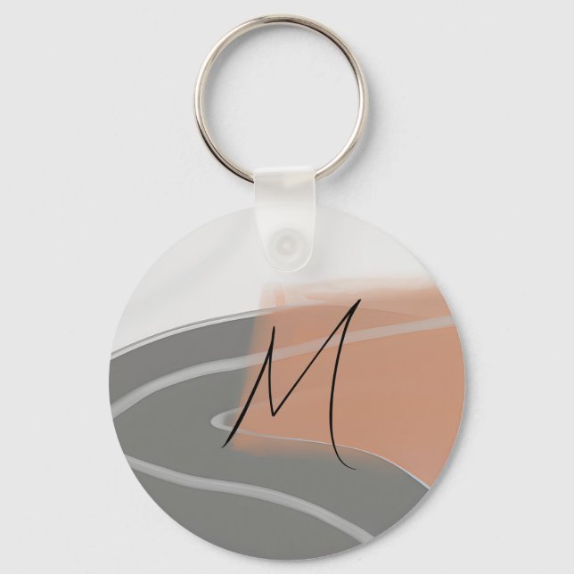 Muted earth tones sun minimalist art  keychain (Front)