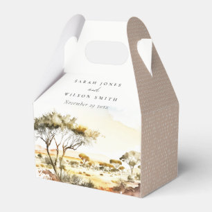 Muted Earthy Watercolor African Landscape Wedding Favor Box