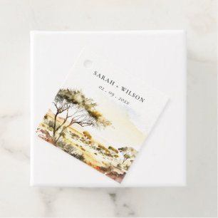 Muted Earthy Watercolor African Landscape Wedding Favour Tags