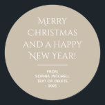 Muted Elegance - Calm Stone Christmas Sticker<br><div class="desc">These elegant, solid calm stone, personalized merry christmas stickers are the perfect way to add a touch of style and sophistication to your holiday gifts. The font used is both elegant and modern. You can customize the entire text, and if you don't need it, you can easily delete it. These...</div>