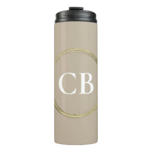Muted Elegance - Calm Stone Monogram  Thermal Tumbler