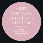 Muted Elegance - Misty Rose Christmas Sticker<br><div class="desc">These elegant, solid misty rose, personalized merry christmas stickers are the perfect way to add a touch of style and sophistication to your holiday gifts. The font used is both elegant and modern. You can customize the entire text, and if you don't need it, you can easily delete it. These...</div>