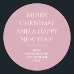 Muted Elegance - Misty Rose Christmas Sticker<br><div class="desc">These elegant, solid misty rose, personalized merry christmas stickers are the perfect way to add a touch of style and sophistication to your holiday gifts. The font used is both elegant and modern. You can customize the entire text, and if you don't need it, you can easily delete it. These...</div>