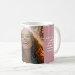Muted Elegance Misty Rose Happy Birthday Photo Coffee Mug