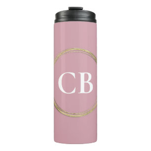 Muted Elegance - Misty Rose Monogram  Thermal Tumbler