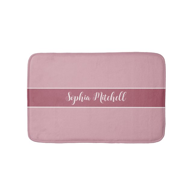 Muted Elegance - Misty Rose Name Bath Mat (Front)