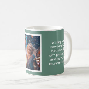 Muted Elegance Ocean Teal Happy Birthday Card Mug