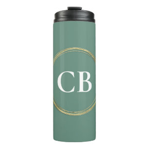 Muted Elegance - Ocean Teal Monogram  Thermal Tumbler