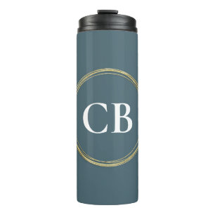 Muted Elegance - Slate Blue Monogram Thermal Tumbler