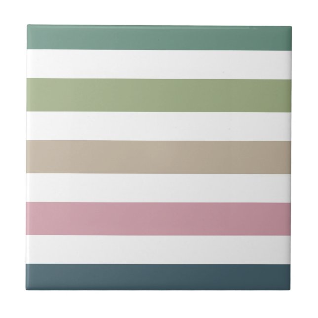 Muted Elegance  Stripes Decorative Ceramic Tile (Front)