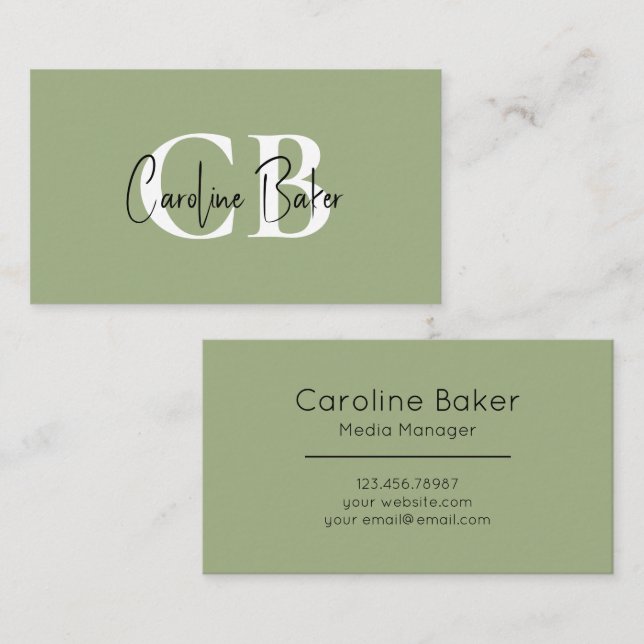 Muted Elegance Tranquil Sage Minimal Business Card (Front/Back)