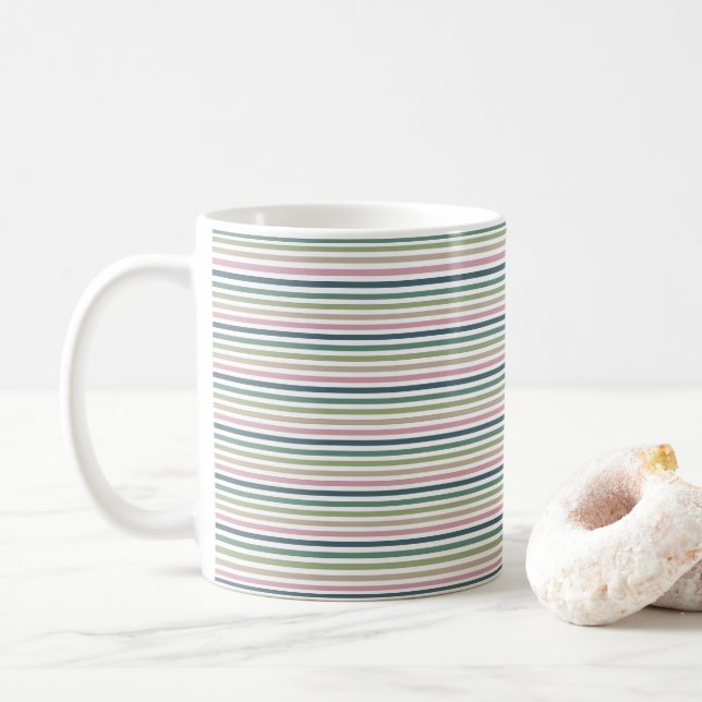 Muted Elegance - Very Striped Coffee Mug (With Donut)