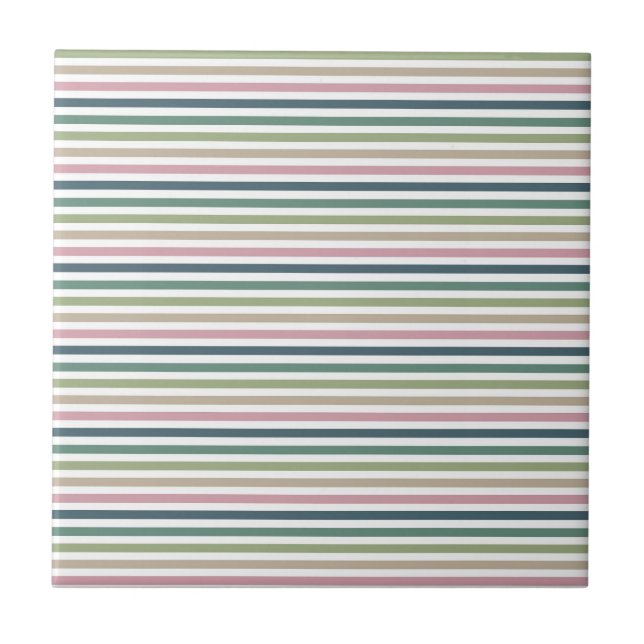 Muted Elegance Very Striped Modern  Ceramic Tile (Front)