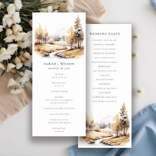 Muted Fall Autumn Landscape Wedding Program
