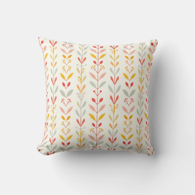 Muted Fall Stripes Throw Pillow (Front)