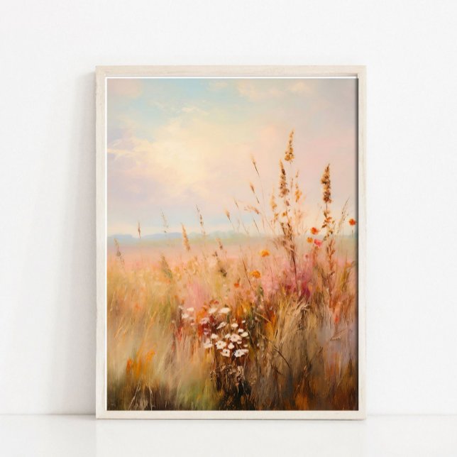 Muted Fall Wildflower Field Landscape Painting Poster (Creator Uploaded)