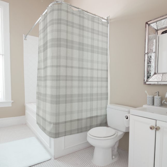 Muted Farmhouse Grey Plaid w/ Linen Texture (In Situ)