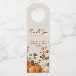 Muted Floral Light Beige Thanksgiving Bottle Tag