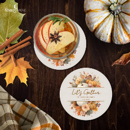 Muted Florals Thanksgiving Paper Coaster