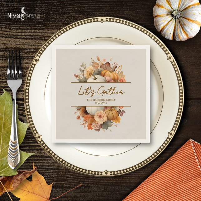 Muted Florals Thanksgiving Paper Napkin (Creator Uploaded)