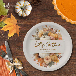 Muted Florals Thanksgiving Paper Plate