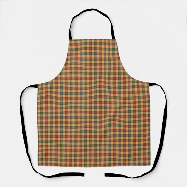 Muted Gold, Red, and Green Tartan Plaid Apron (Front)