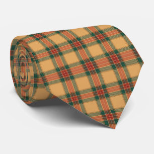 Muted Gold, Red, and Green Tartan Plaid Tie