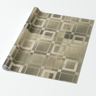 Muted Gold Squares Modern Geometric Glam Party Wrapping Paper