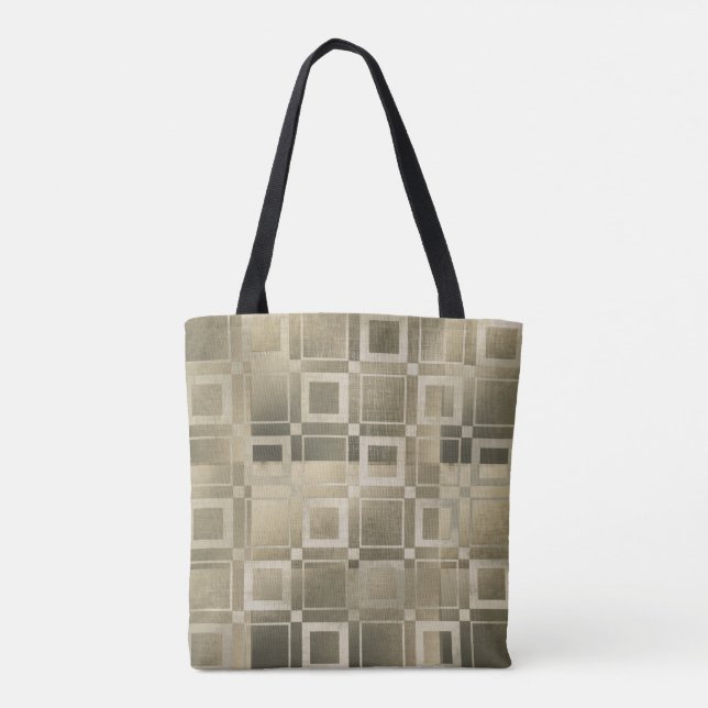 Muted Gold Squares Modern Geometric Glam Tote Bag (Back)