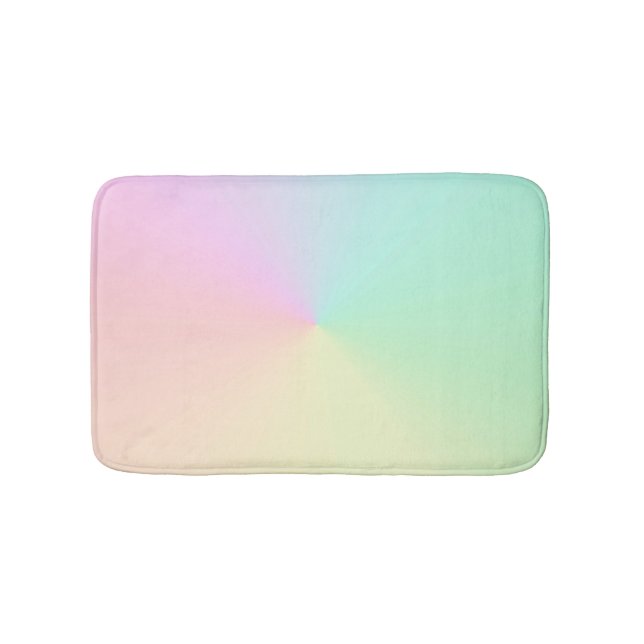 Muted Gradient Ombre Rainbow Pastel Aesthetic  Bath Mat (Front)