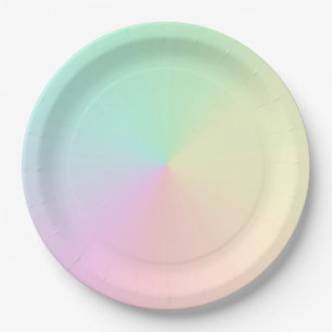Muted Gradient Ombre Rainbow Pastel Aesthetic Paper Plate