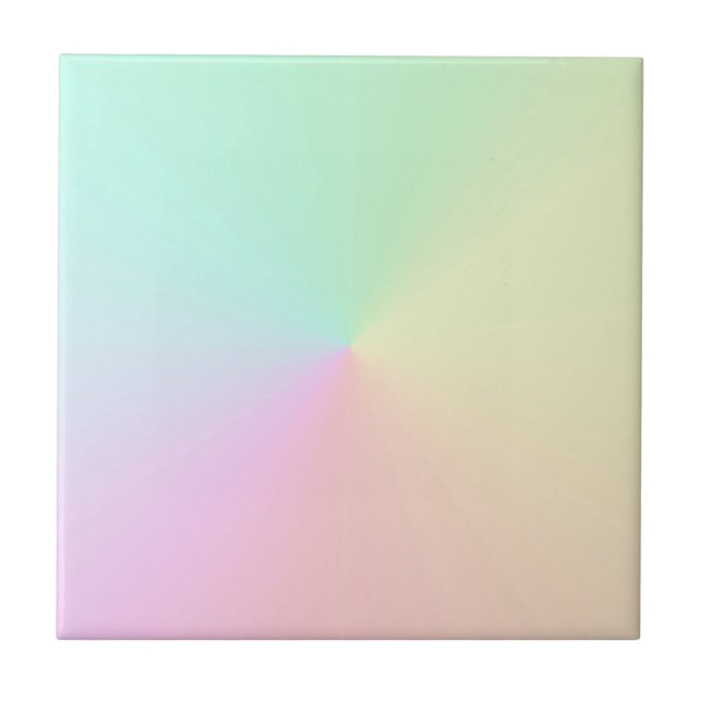 Muted Gradient Ombre Rainbow Pastel Aesthetic  Tile (Front)