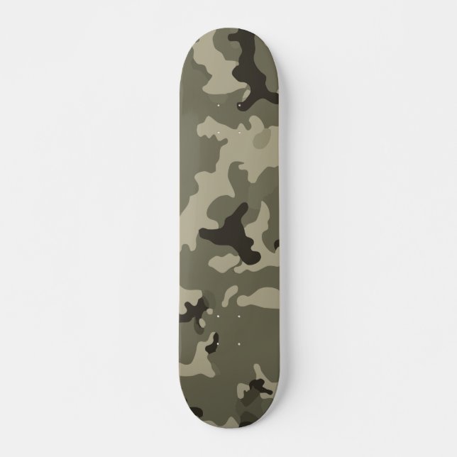 Muted Green Camouflage Pattern Skateboard (Front)