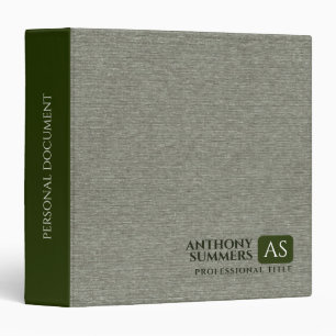 Muted Green Fabric Texture  3 Ring Binder