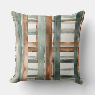 muted green-grey copper patina and white abstract throw pillow