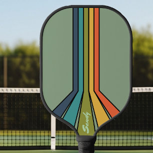 Muted Green Retro colour rocket launch Pickleball Paddle