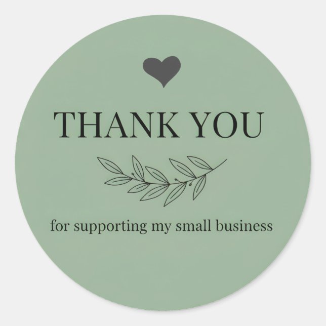 Muted Green Thank You Business Sticker  (Front)
