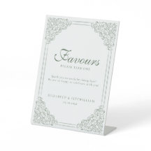 Muted Green Vintage Ornate Bordered Frame Favor