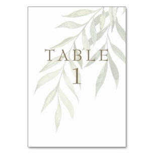 Muted Greenery Modern Gold Text Table Number