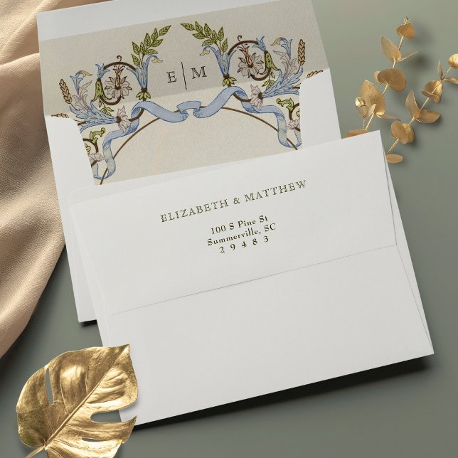 Muted Greenery Royal Wedding Victorian Pattern Envelope (Creator Uploaded)