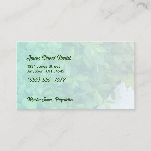 Muted Greenery with Personalized Text  Business Card (Front)