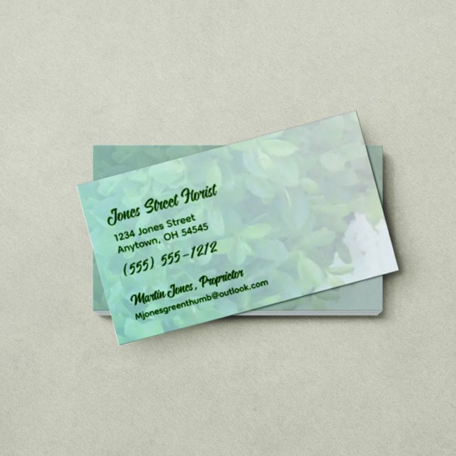 Muted Greenery with Personalized Text QR Code Business Card (Creator Uploaded)
